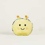 Peluche bouillotte juniors abeille jaune, de face avec un sourire 