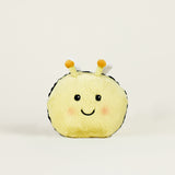 Peluche bouillotte juniors abeille jaune, de face avec un sourire 