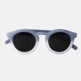 Paire de lunettes de soleil pour enfants catégorie 3, avec monture en TPEE effet transparent couleur bleu et blanc