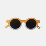 Paire de lunettes de soleil bébé catégorie 4, bicolore moutarde et blanc avec monture en TPEE effet transparent