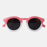 Paire de lunettes de soleil pour enfants catégorie 3, avec monture en TPEE effet transparent couleur rose et blanc