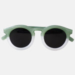Paire de lunettes de soleil pour enfants catégorie 3, avec monture en TPEE effet transparent couleur vert et blanc