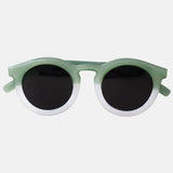 Paire de lunettes de soleil pour enfants catégorie 3, avec monture en TPEE effet transparent couleur vert et blanc
