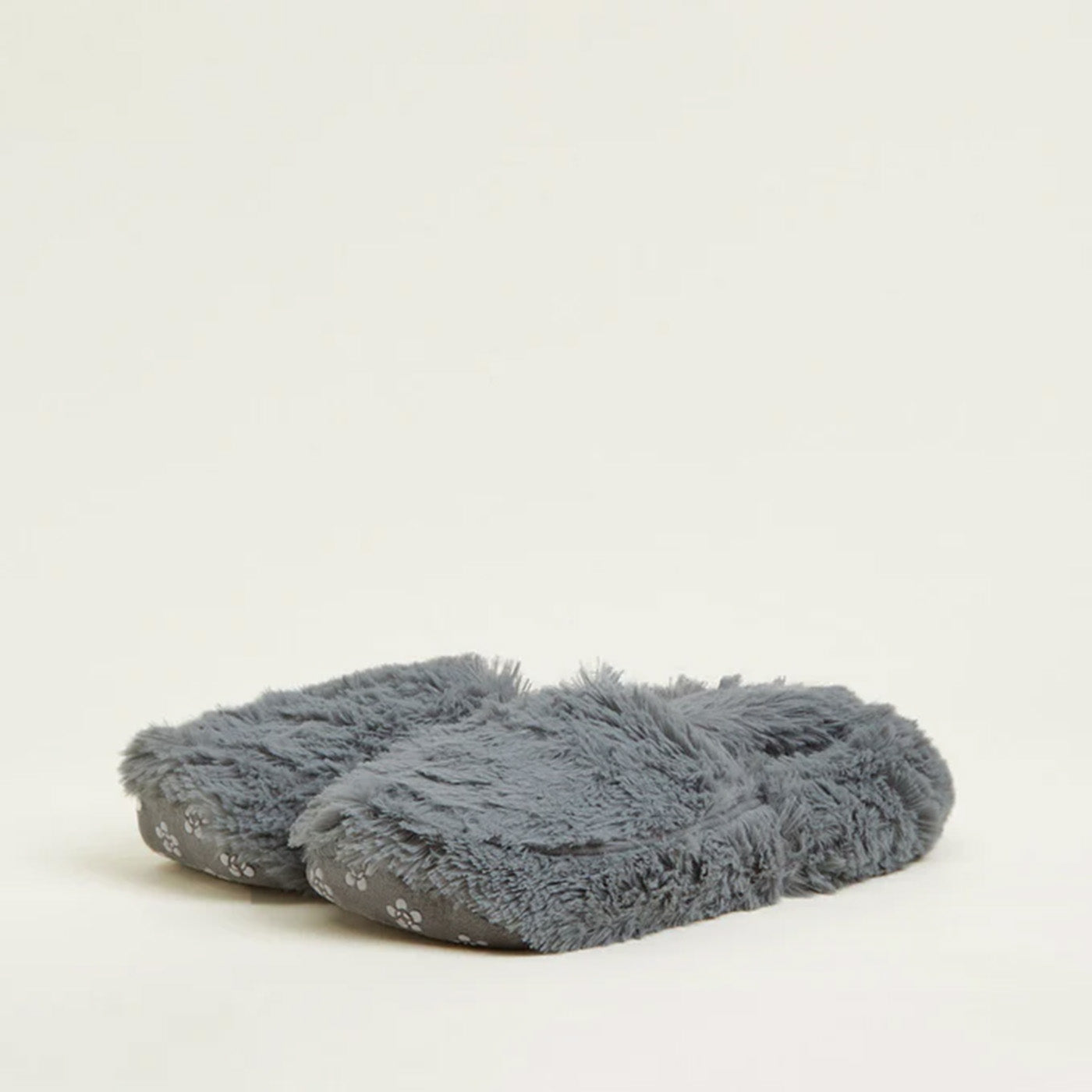 chaussons bouillottes gris tout doux avec anti-dérapant 