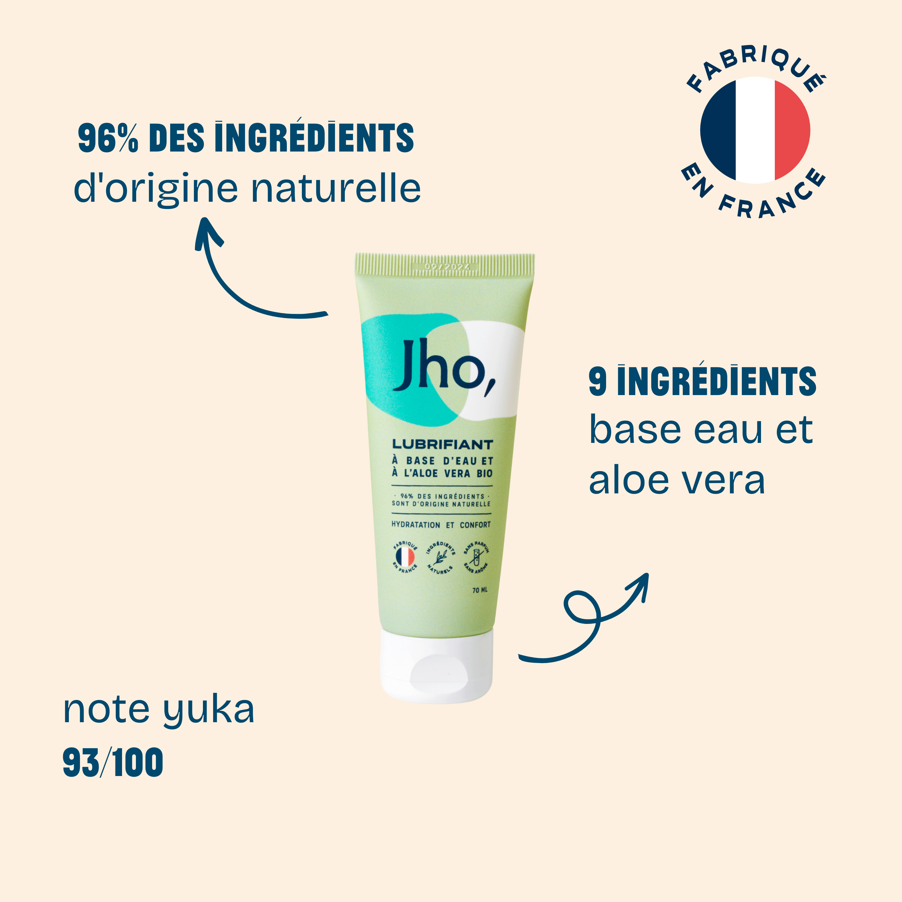 Tupe de lubrifiant de la marque Jho avec description de la composition 