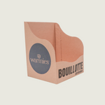 Grande boîte présentoir en carton, vue trois-quarts.