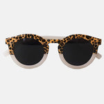 Paire de lunettes de soleil pour enfants catégorie 3, avec monture en TPEE beige avec motif léopard sur le haut