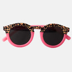 Paire de lunettes de soleil pour enfants catégorie 3, avec monture en TPEE rose avec motif léopard sur le haut