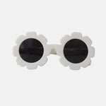 Paire de lunettes de soleil bébé catégorie 4, monture en TPEE blanc en forme de fleur. 