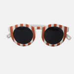 Paire de lunettes de soleil bébé catégorie 4, monture en TPEE blanc avec rayures couleur brique