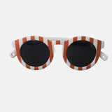 Paire de lunettes de soleil bébé catégorie 4, monture en TPEE blanc avec rayures couleur brique
