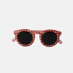 Paire de lunettes de soleil bébé catégorie 4, monture en TPEE à motif Vichy rose et saumon