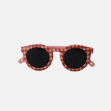 Paire de lunettes de soleil bébé catégorie 4, monture en TPEE à motif Vichy rose et saumon