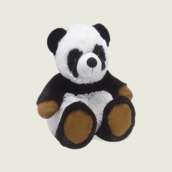 Bouillotte peluche panda noire blanche et marron 