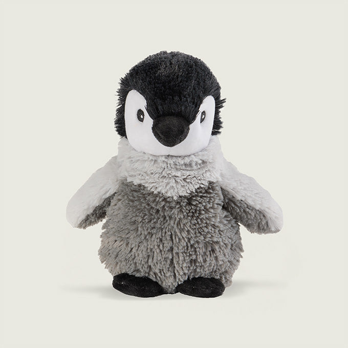 peluche bouillotte pingouin noir, gris et blanc