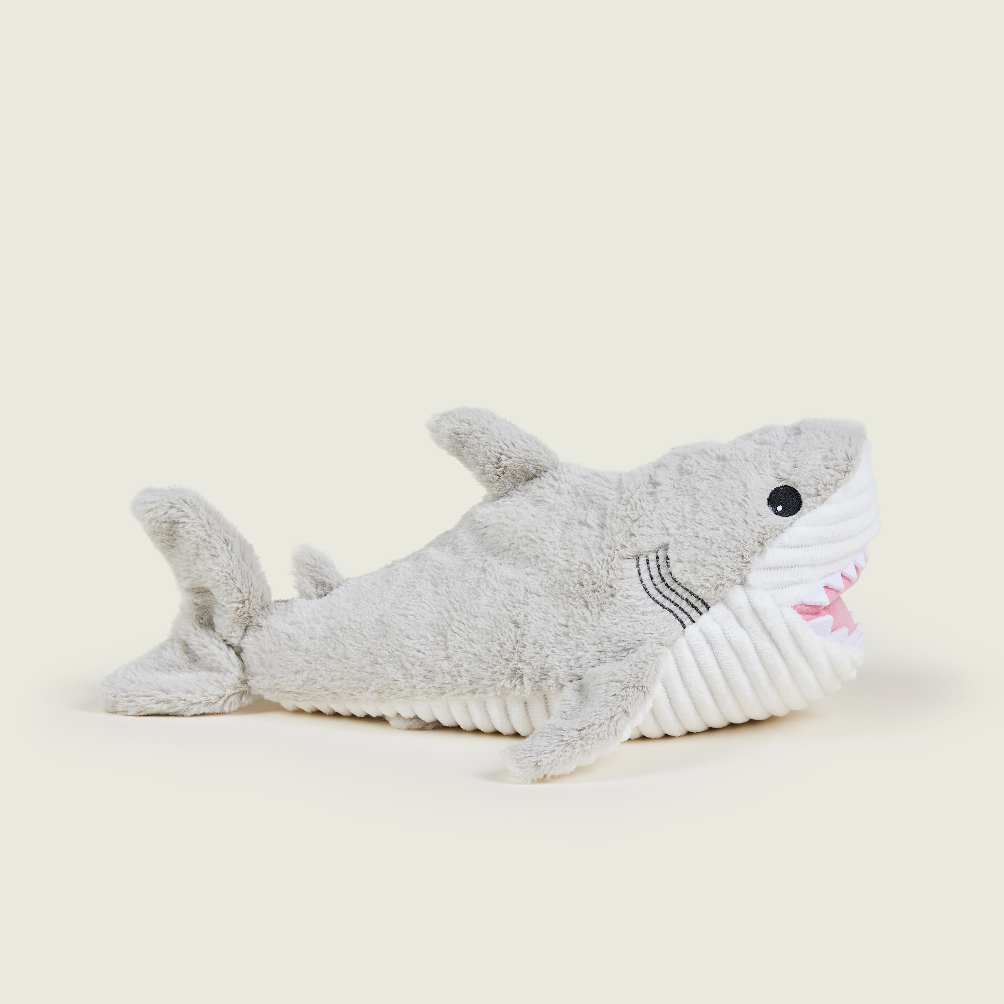 Requin bouillotte Warmies gris et blanc de profils