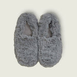 chaussons bouillottes gris tout doux avec anti-dérapant 