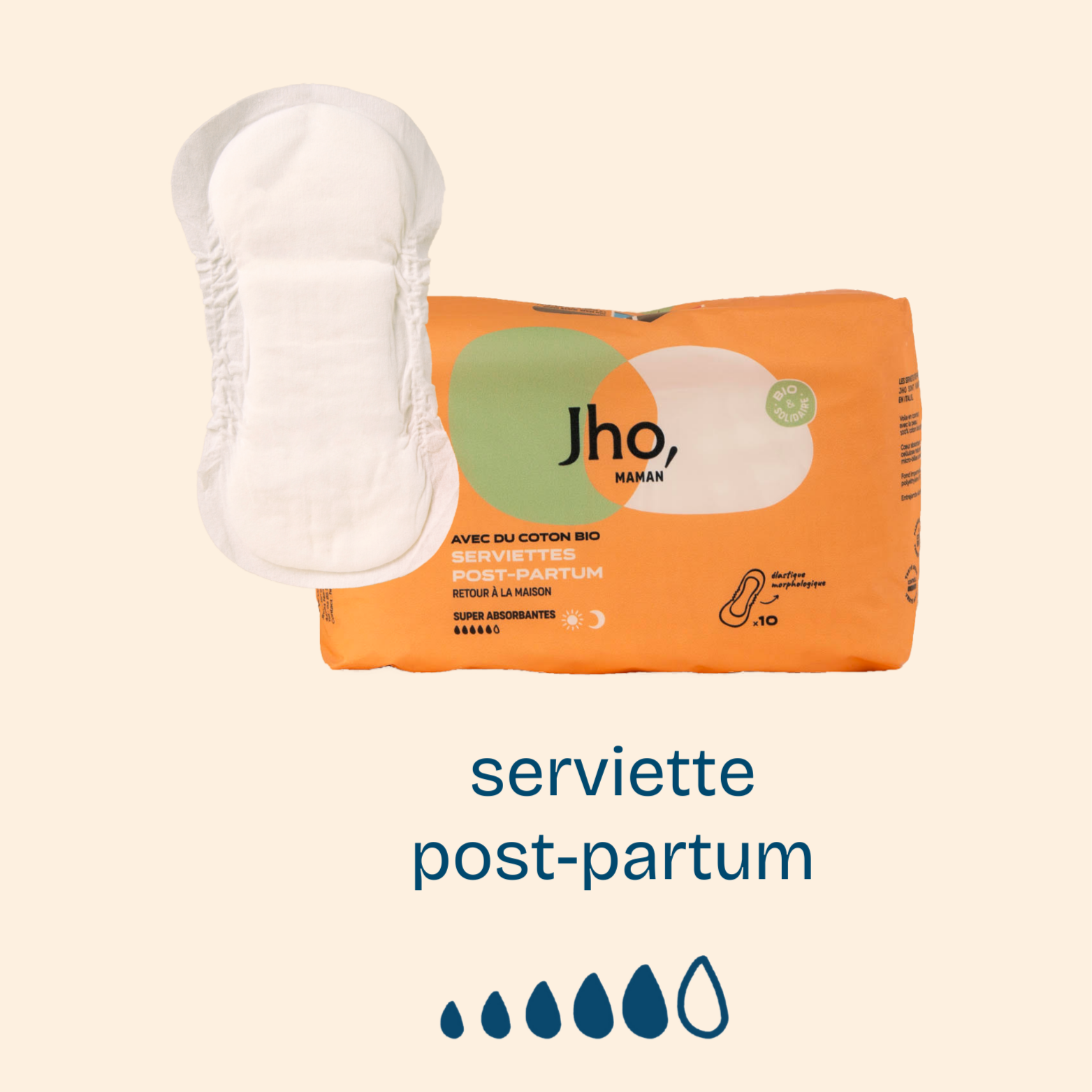 Serviette post-accouchement Jho avec graduation taux d'absorption